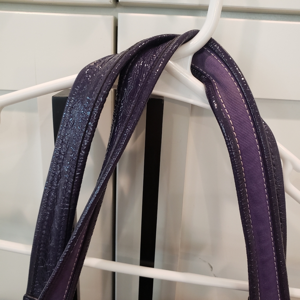 Coach Poppy Purple Plaid Tartan Glam Tote - Picture 9 of 16
